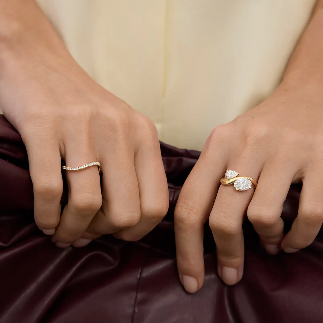 2.05TCW Pear & Oval Cut Unique Toi Et Moi Engagement Ring