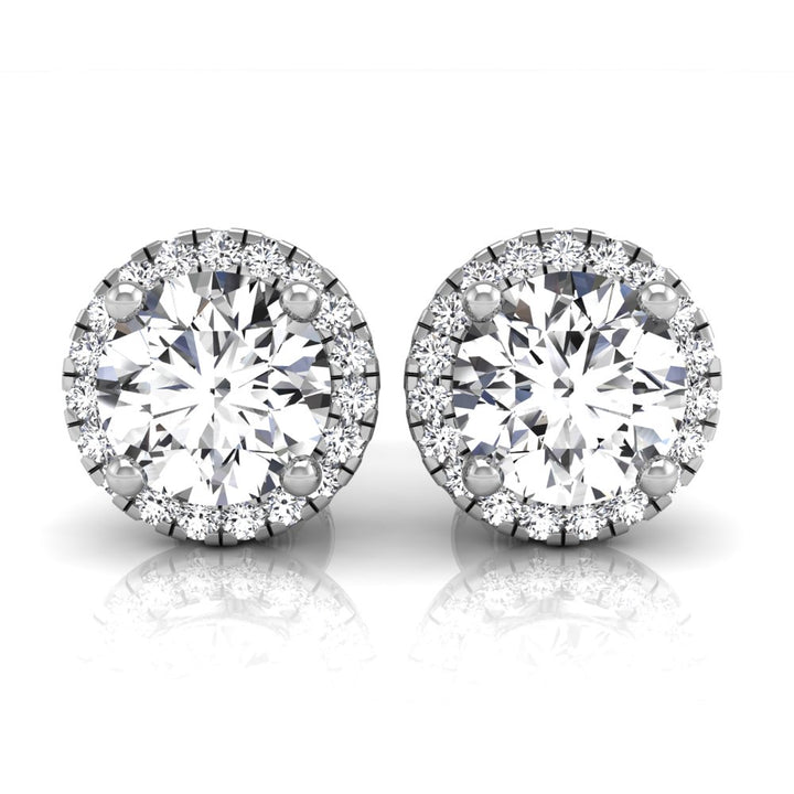 1.0CT Round Cut Halo Moissanite Stud Diamond Earrings For Women