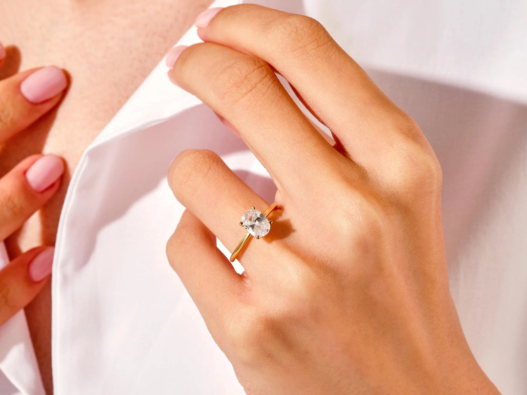 1.50CT Solitaire Oval Cut Diamond Moissanite Engagement Ring