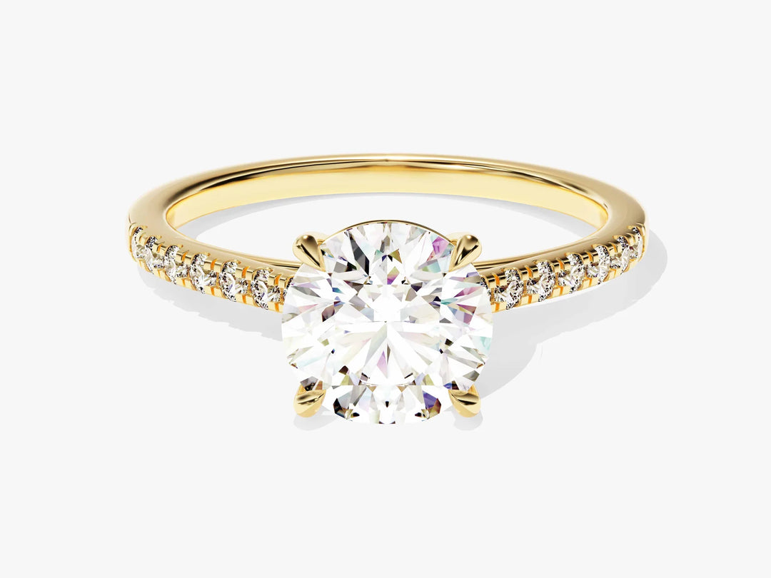 1.50CT Round Cut Diamond Pave Setting Moissanite Engagement Ring