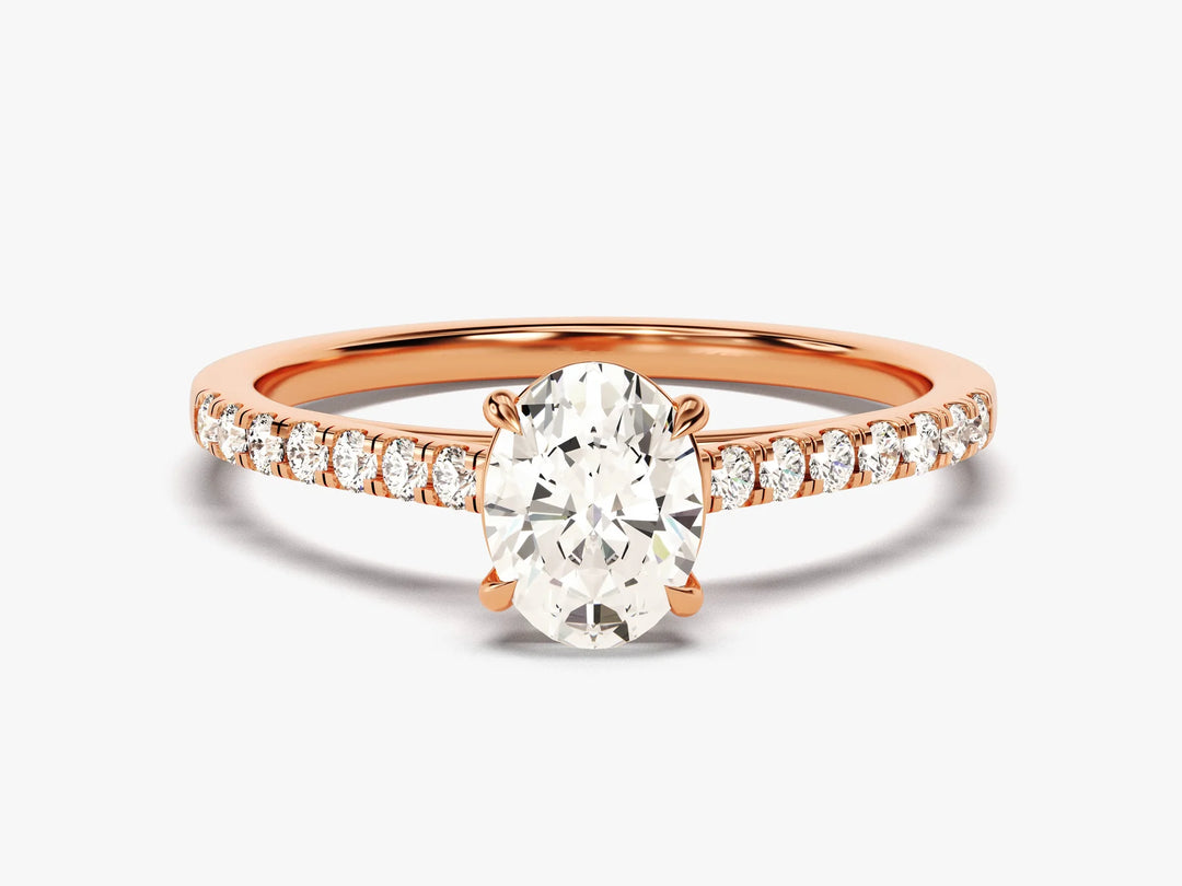 1.0CT Oval Diamond Pave Setting Moissanite Engagement Ring