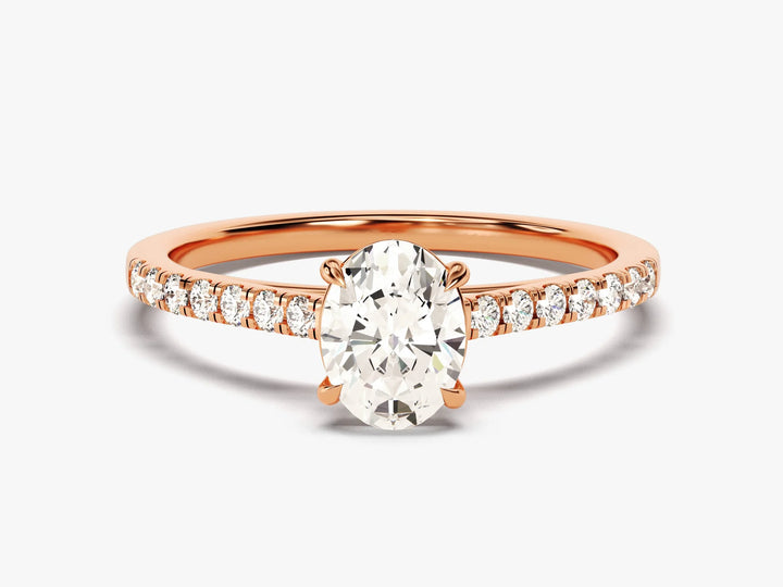 1.0CT Oval Diamond Pave Setting Moissanite Engagement Ring