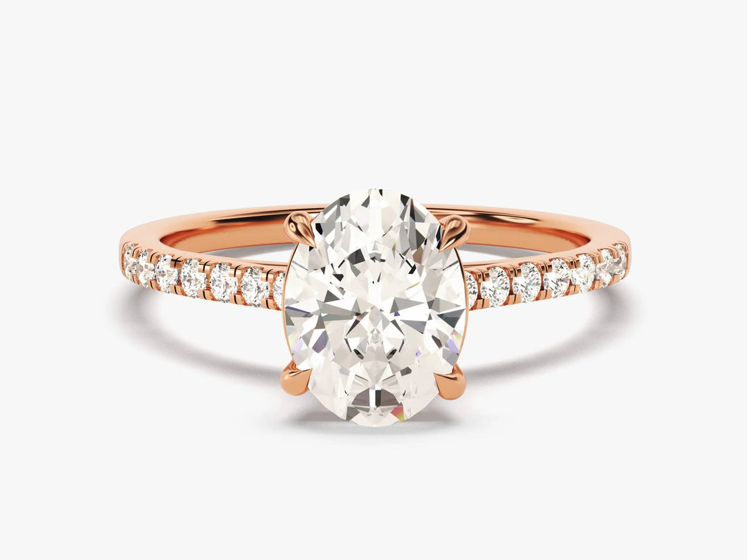 2.0CT Oval Diamond Pave Setting Moissanite Engagement Ring