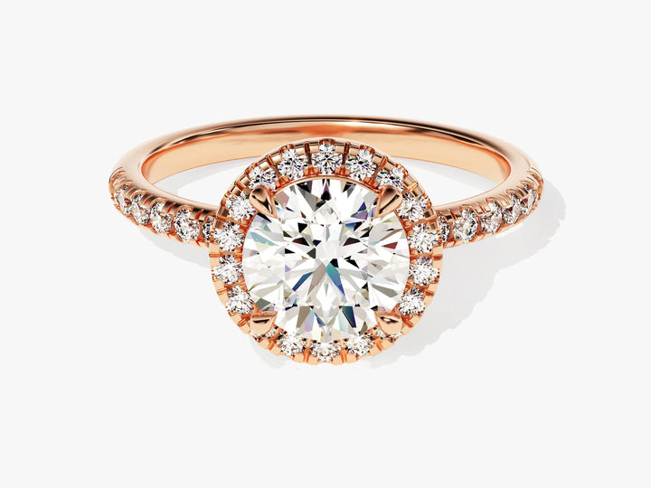 1.0CT Round Diamond Halo Pave Setting Moissanite Engagement Ring