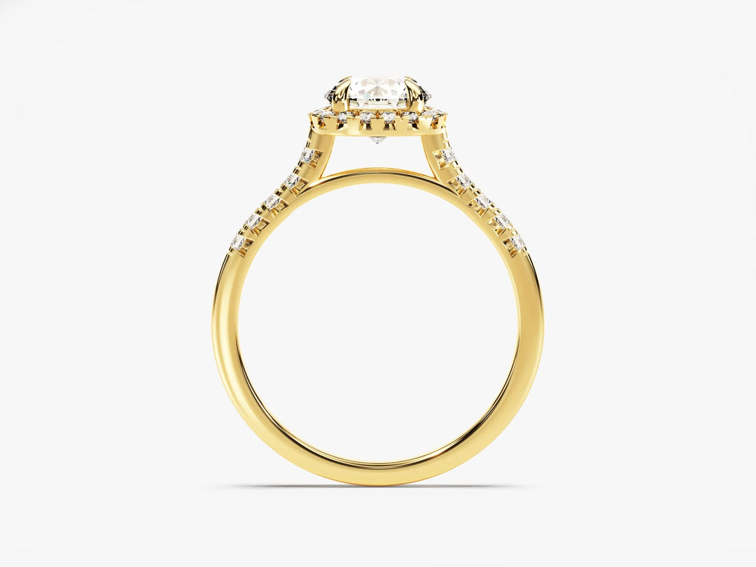 1.0CT Round Brilliant Diamond Halo Pave Setting Moissanite Engagement Ring