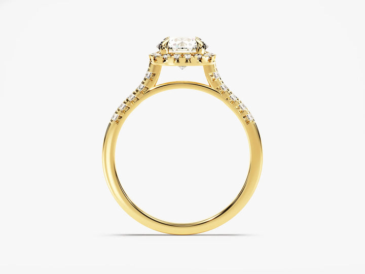 1.0CT Round Brilliant Diamond Halo Pave Setting Moissanite Engagement Ring