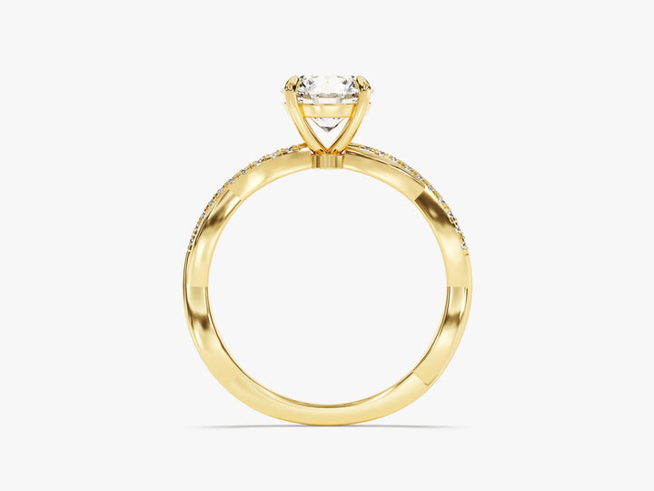 1.0 CT Round Diamond Twisted Pave Setting Moissanite Engagement Ring