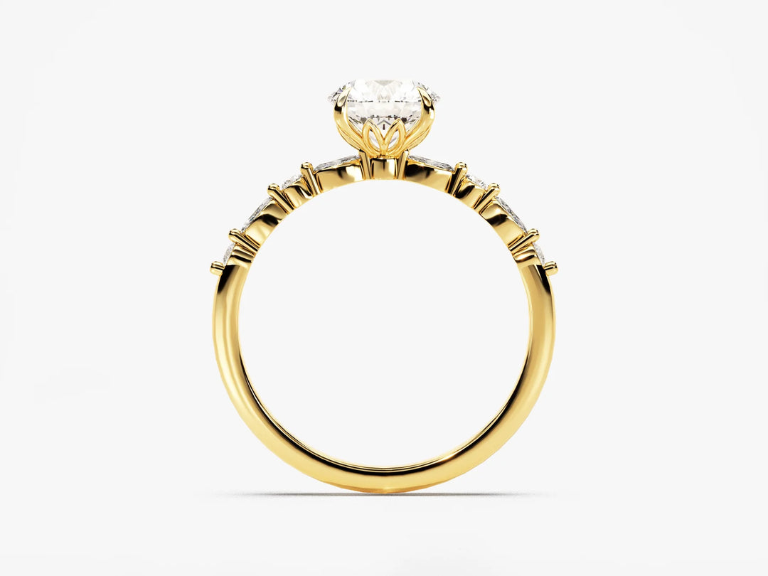 1.0 CT Round Diamond Pave Setting Moissanite Engagement Ring