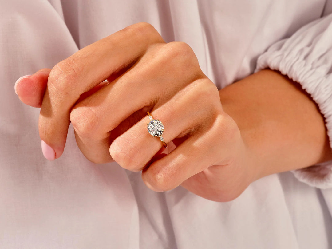 1.50CT Round Cut Diamond Cluster Setting Moissanite Engagement Ring