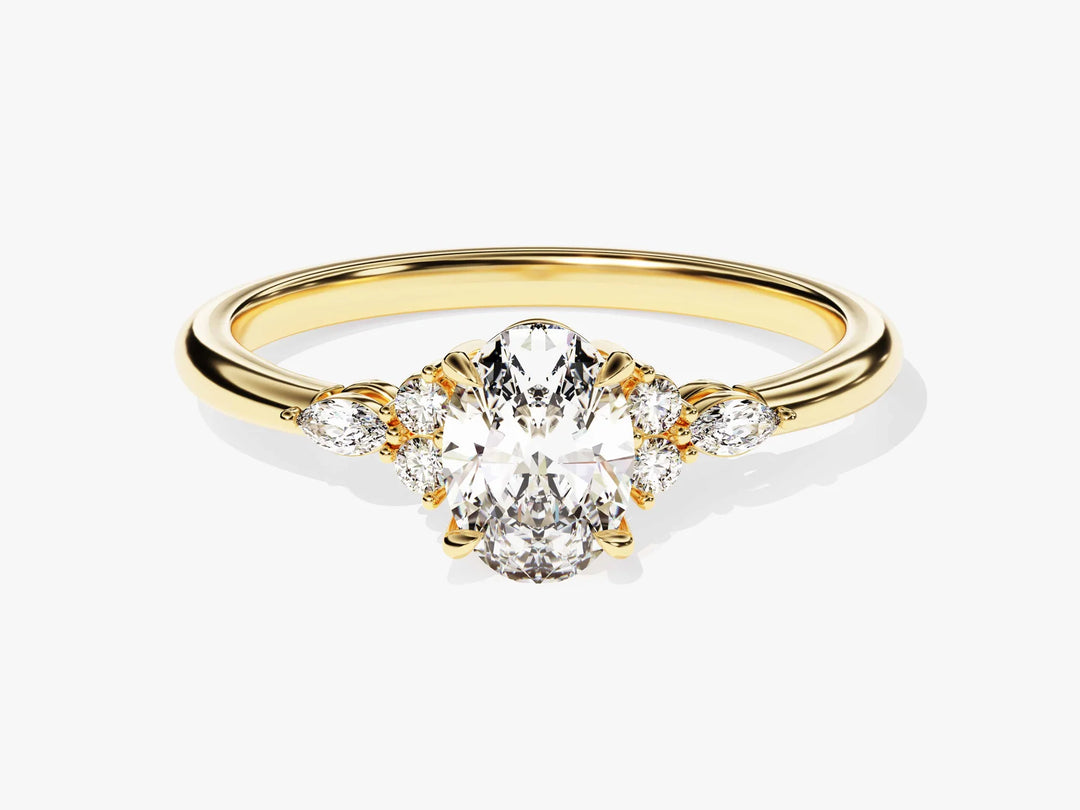 1.0 CT Oval Cut Diamond Cluster Setting Moissanite Engagement Ring