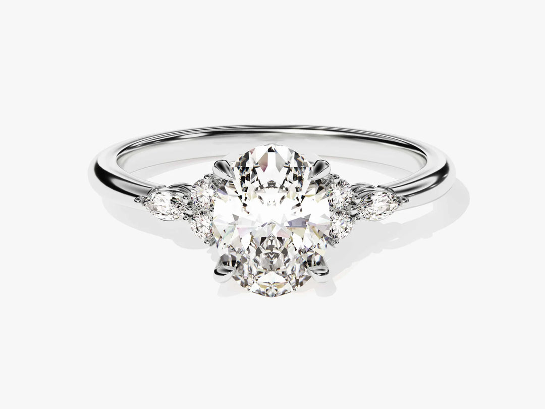 1.50CT Oval Cut Diamond Cluster Setting Moissanite Engagement Ring
