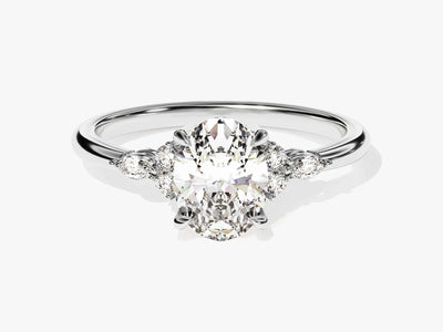 1.50CT Oval Cut Diamond Cluster Setting Moissanite Engagement Ring