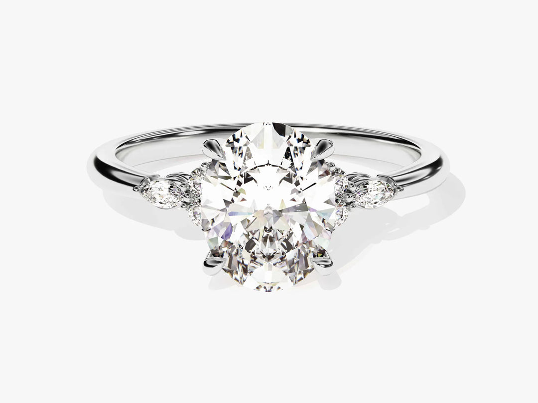 2.0CT Oval Diamond Cluster Setting Moissanite Engagement Ring