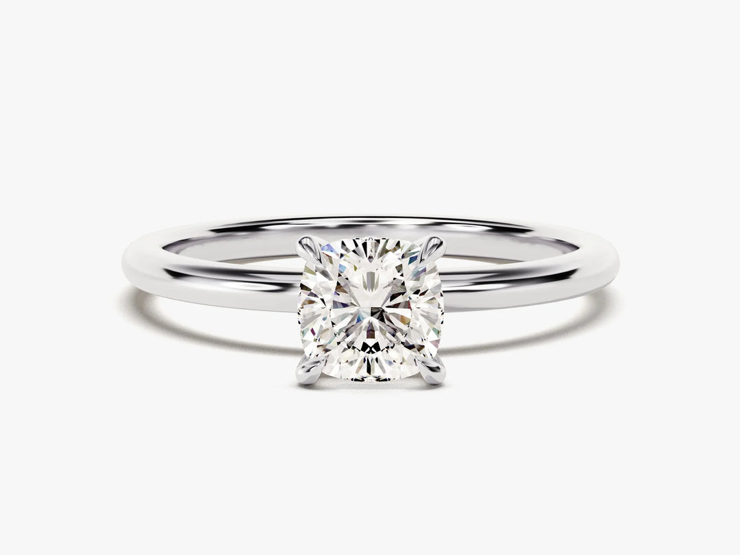 1.0CT Cushion Cut Solitaire Diamond Moissanite Engagement Ring