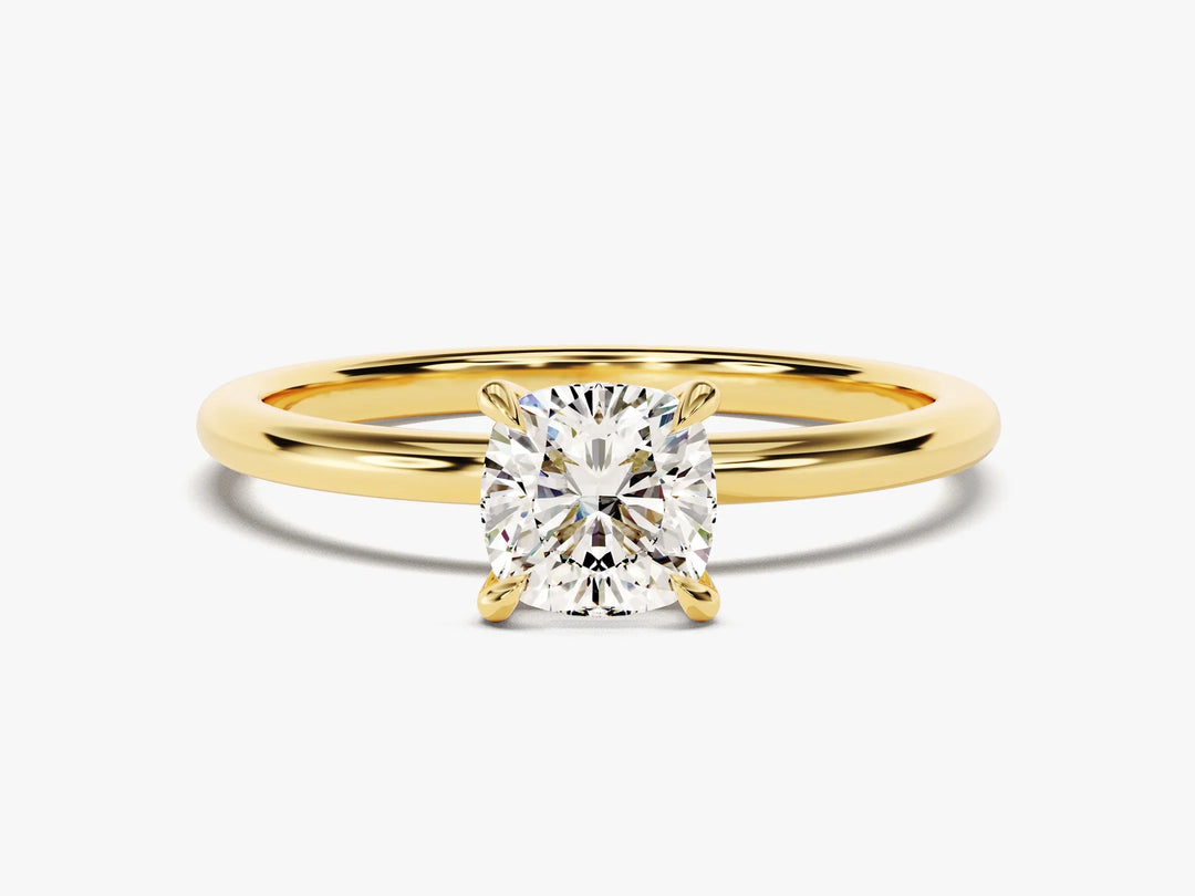 1.0CT Cushion Cut Solitaire Diamond Moissanite Engagement Ring