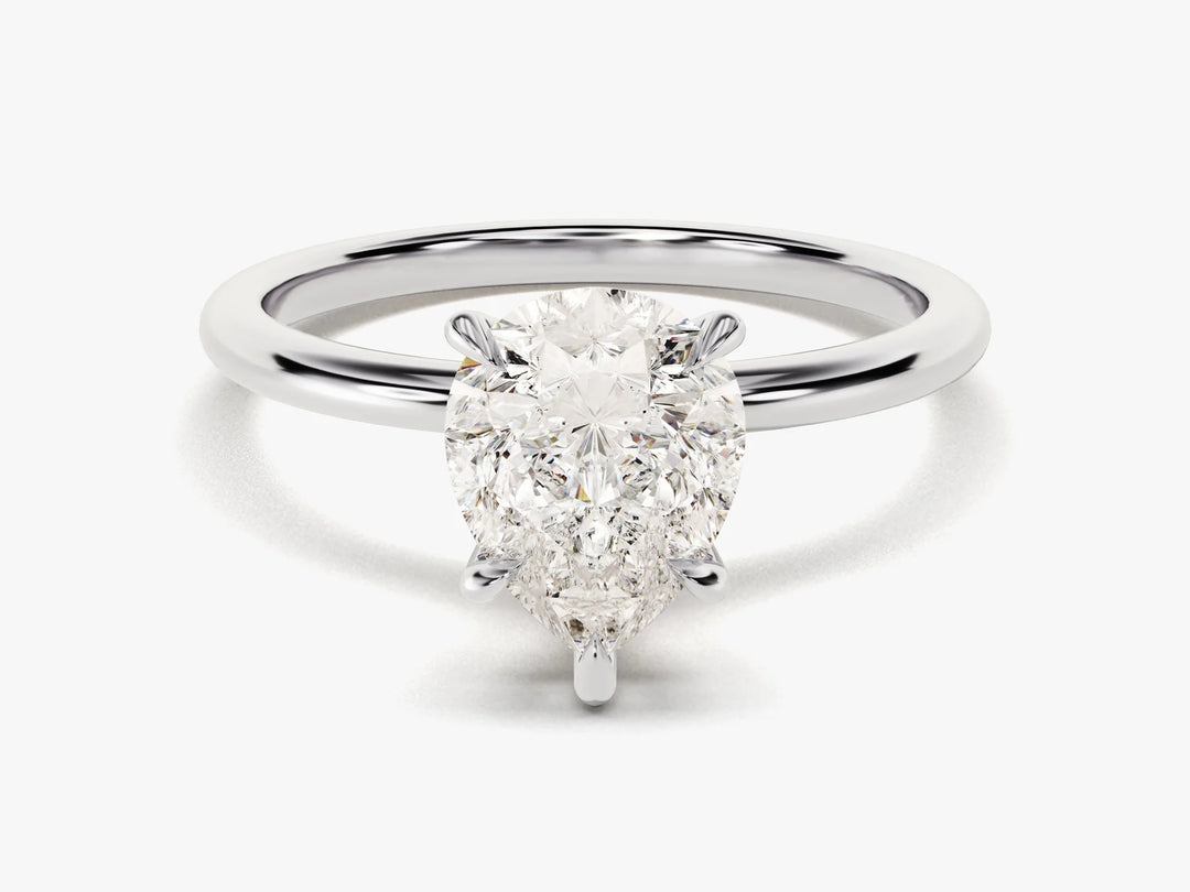 2.0CT Pear Cut Solitaire Diamond Moissanite Engagement Ring