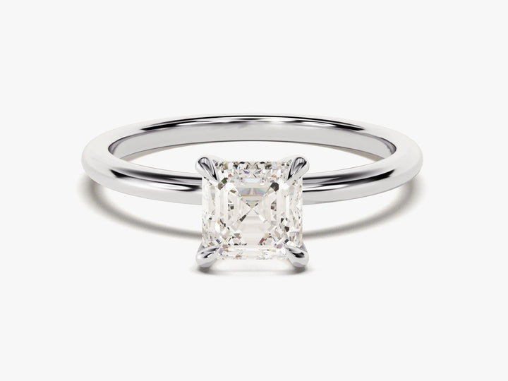 1.0CT Asscher Cut Solitaire Diamond Moissanite Engagement Ring