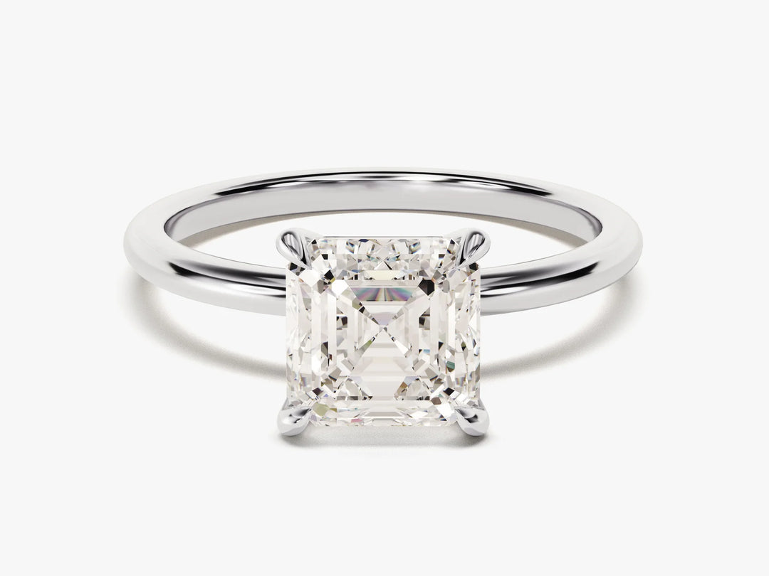 2.0 CT Asscher Cut Diamond Solitaire Moissanite Engagement Ring
