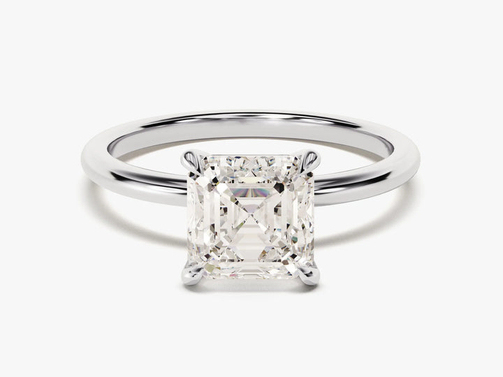 2.0 CT Asscher Cut Diamond Solitaire Moissanite Engagement Ring