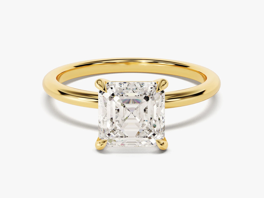 2.0 CT Asscher Cut Diamond Solitaire Moissanite Engagement Ring