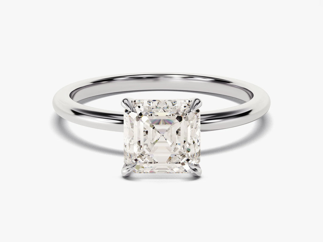 1.50CT Asscher Cut Solitaire Diamond Moissanite Engagement Ring