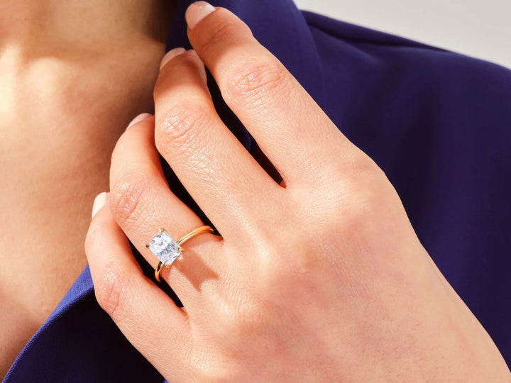 1.0CT Radiant Cut Solitaire Diamond Moissanite Engagement Ring