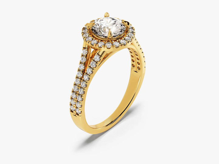 1.0CT Round Diamond Double Pave Halo Setting Moissanite Engagement Ring