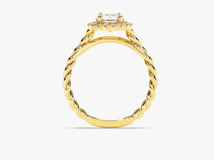 1.0CT Round Brilliant Diamond Halo Setting Moissanite Engagement Ring