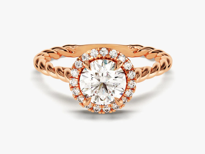1.0CT Round Brilliant Diamond Halo Setting Moissanite Engagement Ring