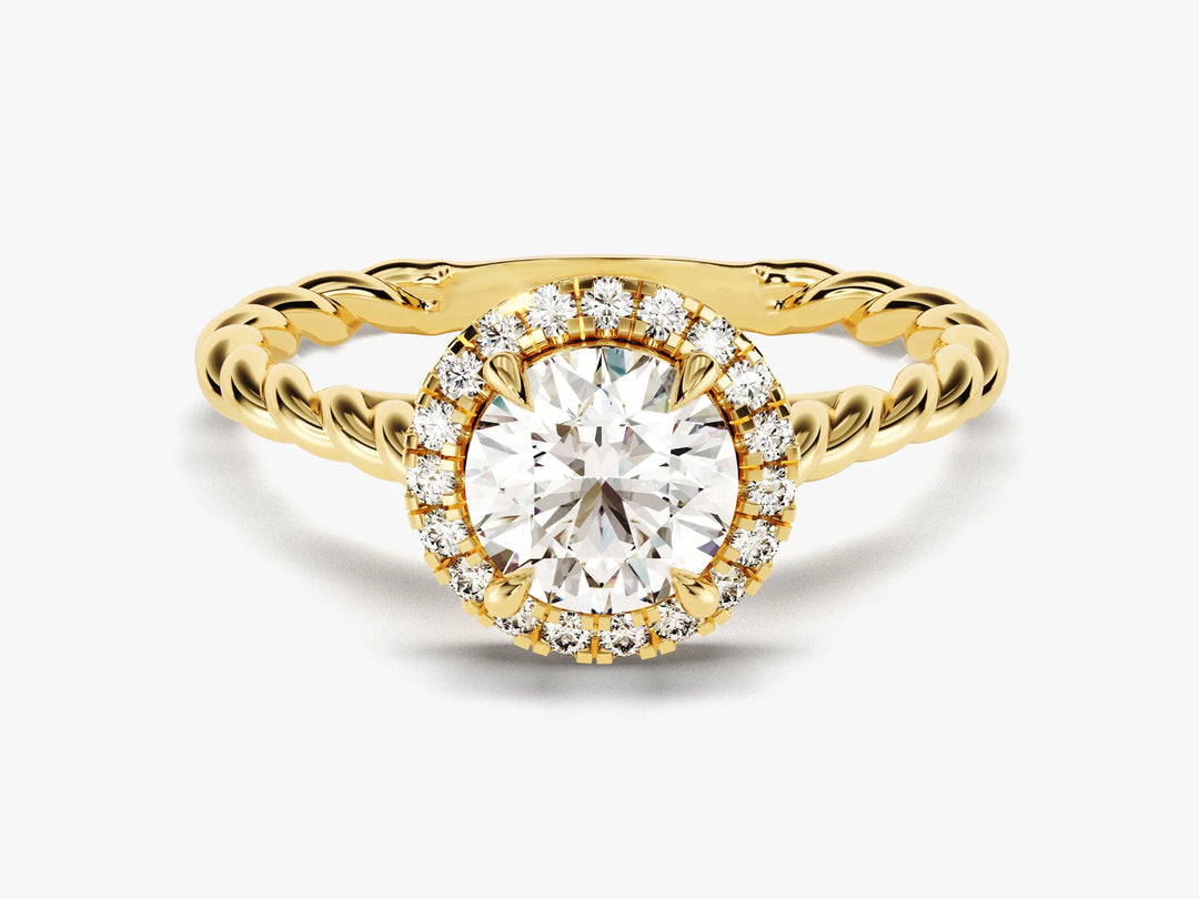 1.0CT Round Brilliant Diamond Halo Setting Moissanite Engagement Ring