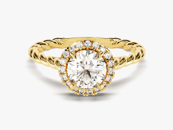 1.0CT Round Brilliant Diamond Halo Setting Moissanite Engagement Ring