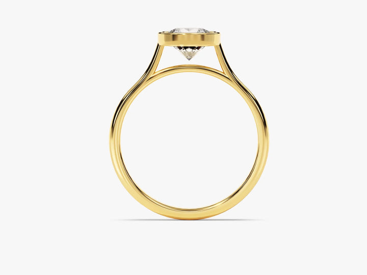 1.0CT Round Brilliant Diamond Bezel Solitaire Moissanite Engagement Ring