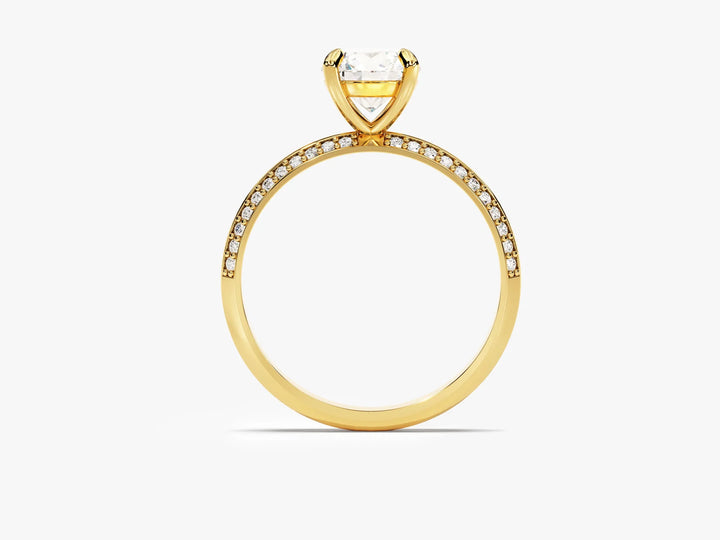 1.0 CT Round Cut Diamond Milgrain Pave Setting Moissanite Engagement Ring