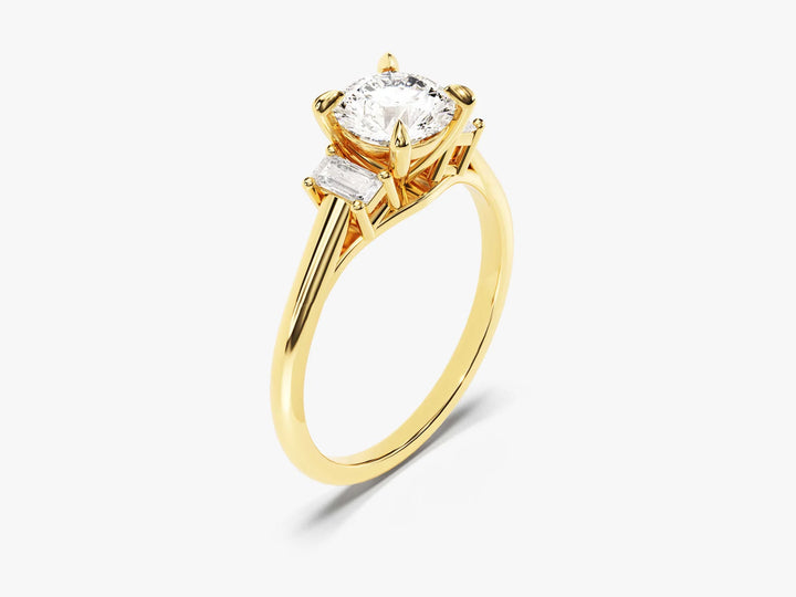 1.0CT Round Cut Diamond Three Stone Setting Moissanite Engagement Ring