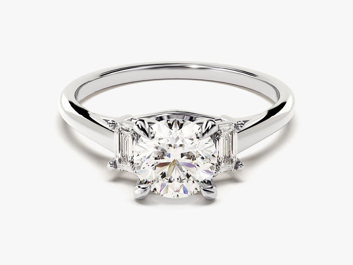 1.0CT Round Cut Diamond Three Stone Setting Moissanite Engagement Ring