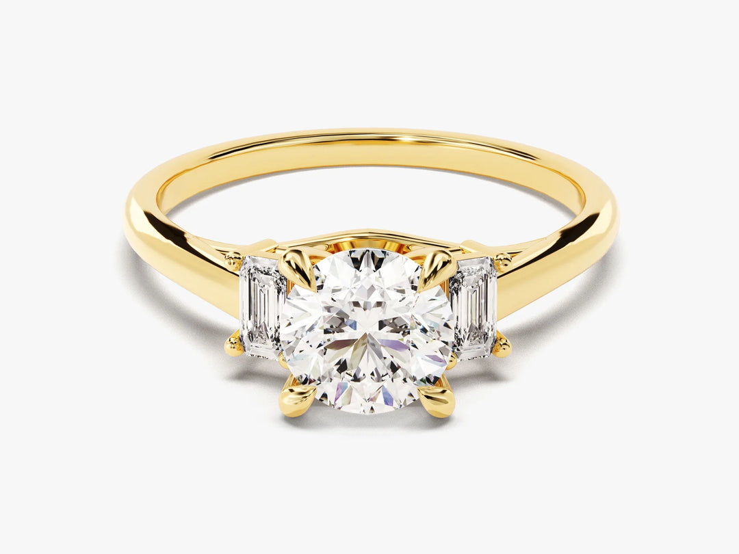 1.0CT Round Cut Diamond Three Stone Setting Moissanite Engagement Ring