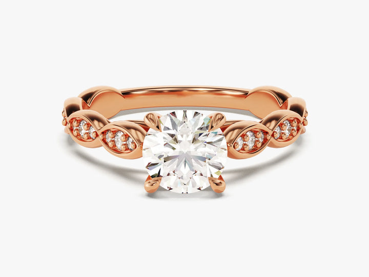 1.0 CT Round Cut Diamond Vintage Pave Setting Moissanite Engagement Ring