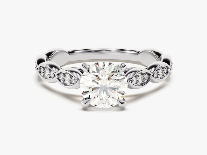 1.0 CT Round Cut Diamond Vintage Pave Setting Moissanite Engagement Ring