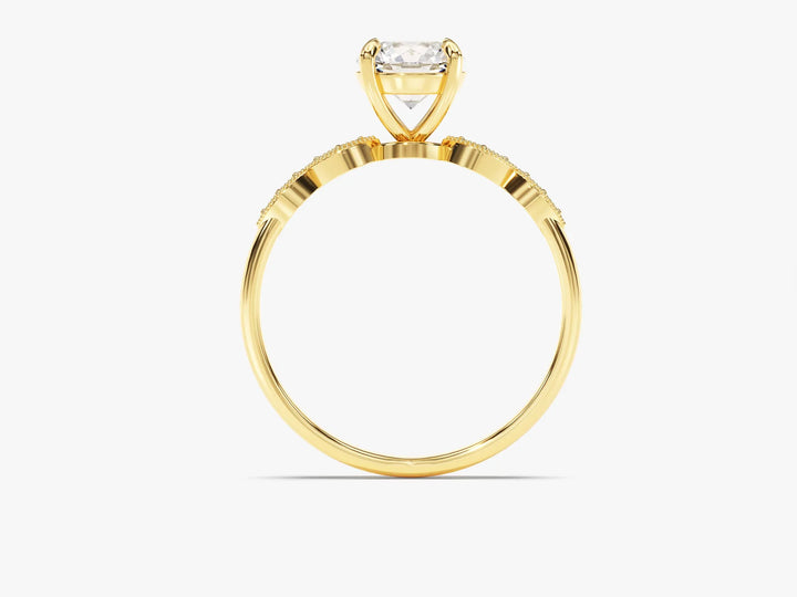 1.0 CT Round Diamond Milgrain Pave Setting Moissanite Engagement Ring