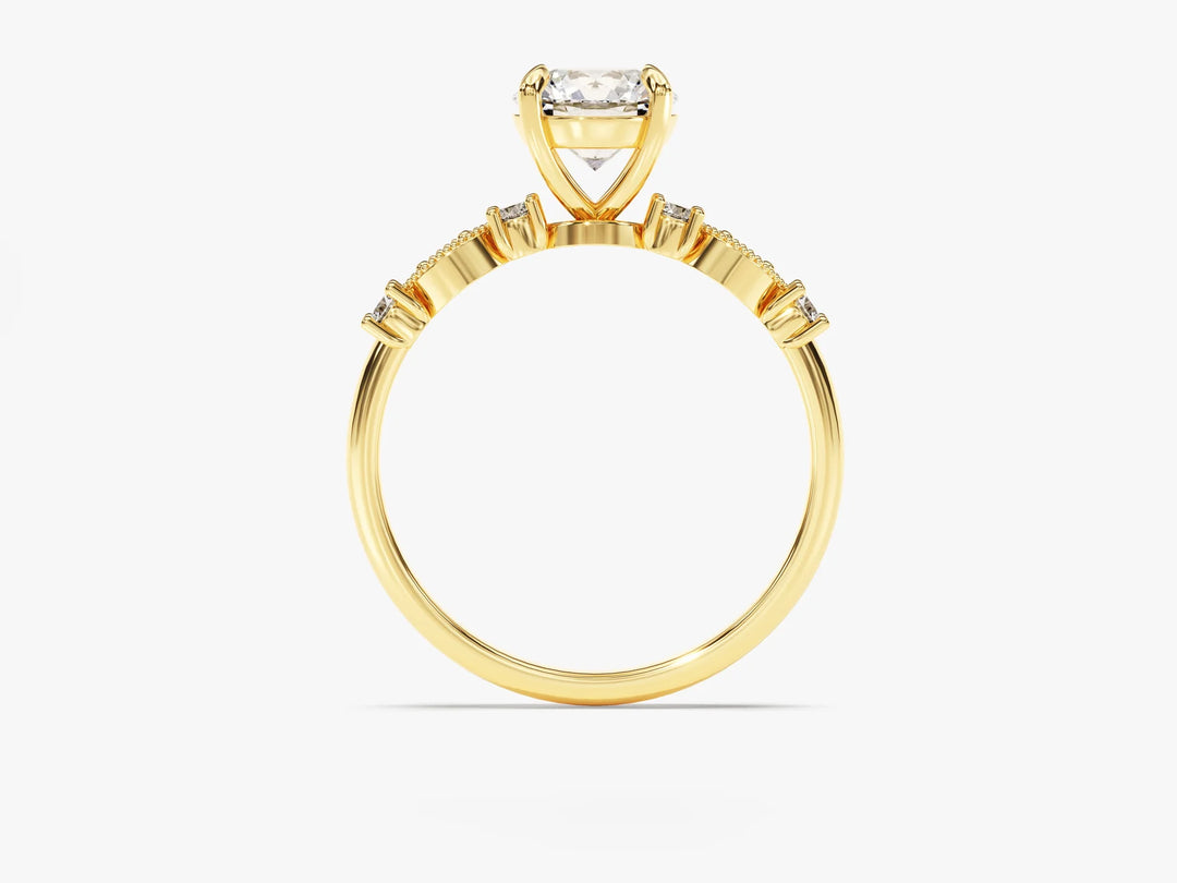 1.0CT Round Diamond Milgrain Setting Moissanite Engagement Ring