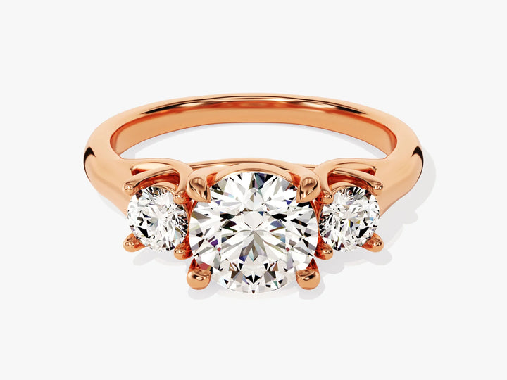 1.50CT Round Cut Diamond Three Stone Setting Moissanite Engagement Ring