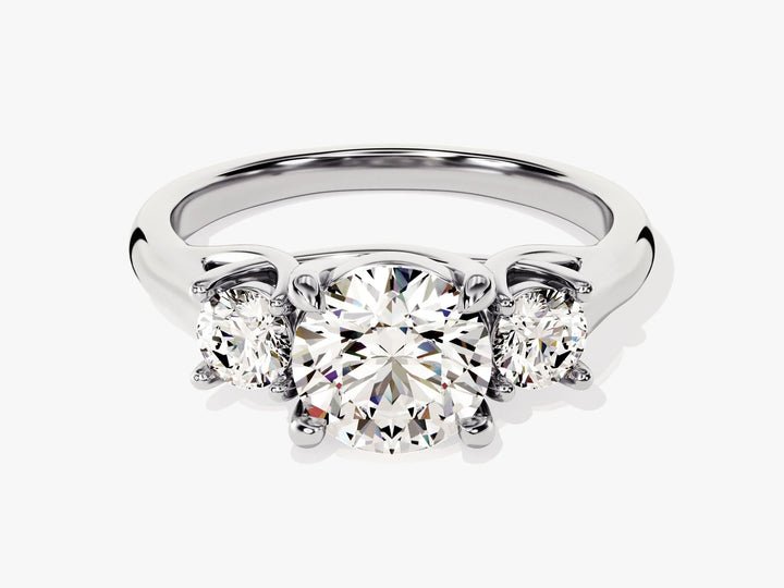 1.50CT Round Cut Diamond Three Stone Setting Moissanite Engagement Ring