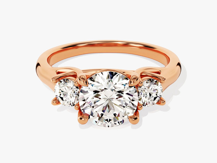 2.0CT Round Cut Diamond Three Stone Setting Moissanite Engagement Ring