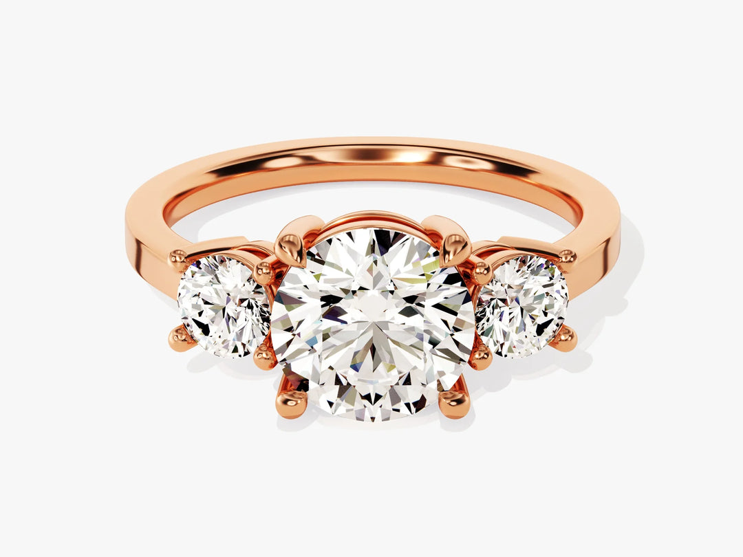2.50CT Round Cut Diamond Three Stone Setting Moissanite Engagement Ring