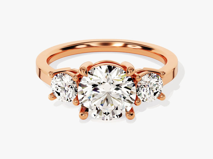 2.50CT Round Cut Diamond Three Stone Setting Moissanite Engagement Ring