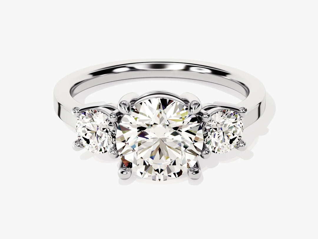 2.50CT Round Cut Diamond Three Stone Setting Moissanite Engagement Ring