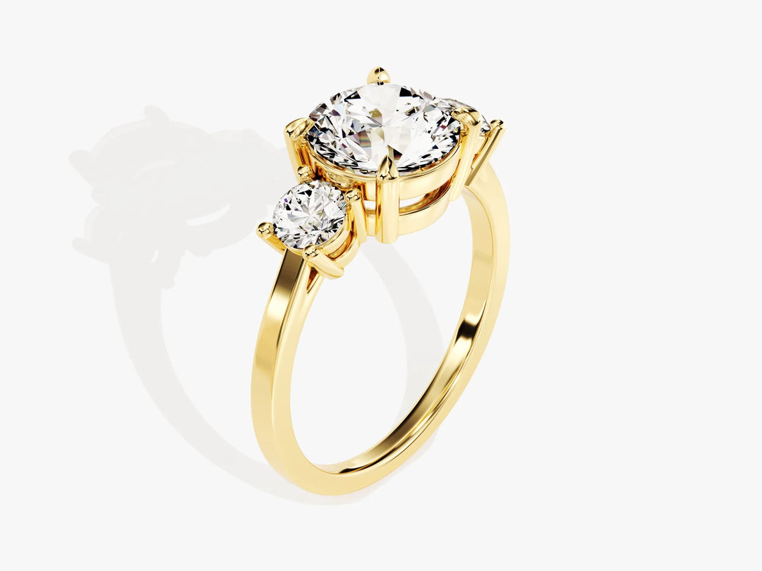 1.0CT Round Cut Diamond Three Stone Setting Moissanite Engagement Ring