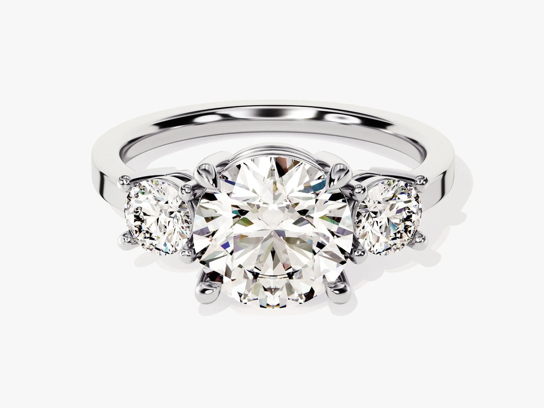 1.0CT Round Cut Diamond Three Stone Setting Moissanite Engagement Ring