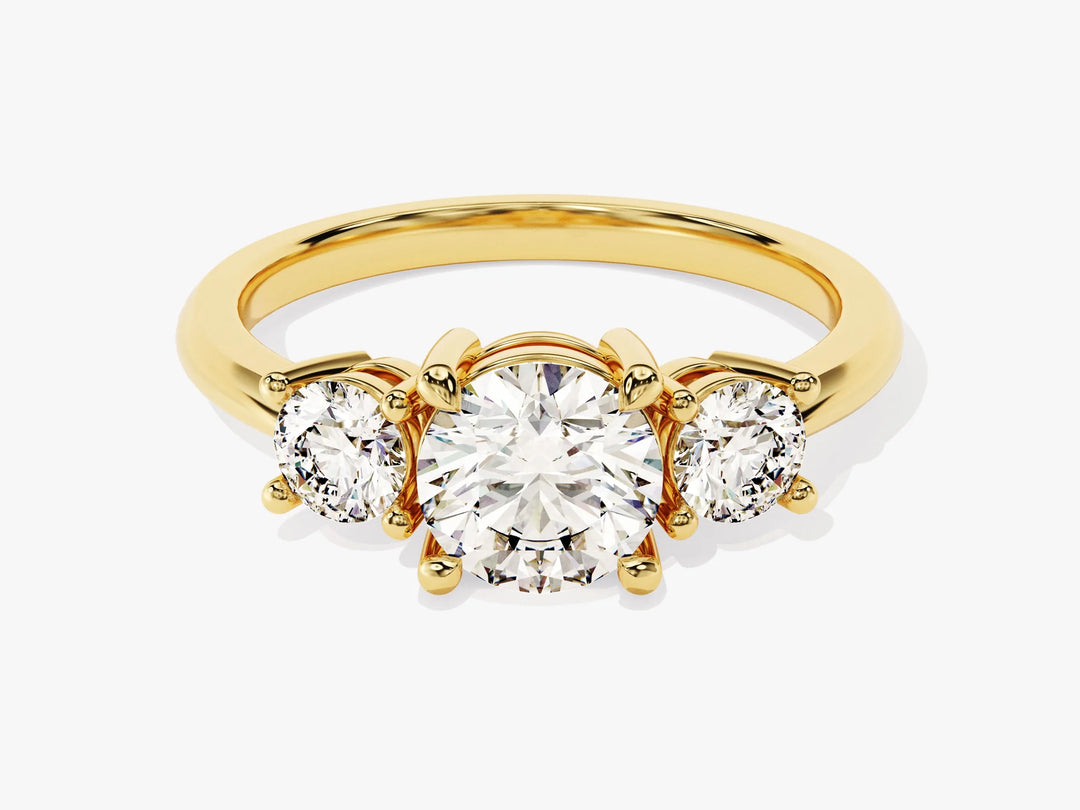 1.50CT Round Cut Diamond Three Stone Setting Moissanite Engagement Ring