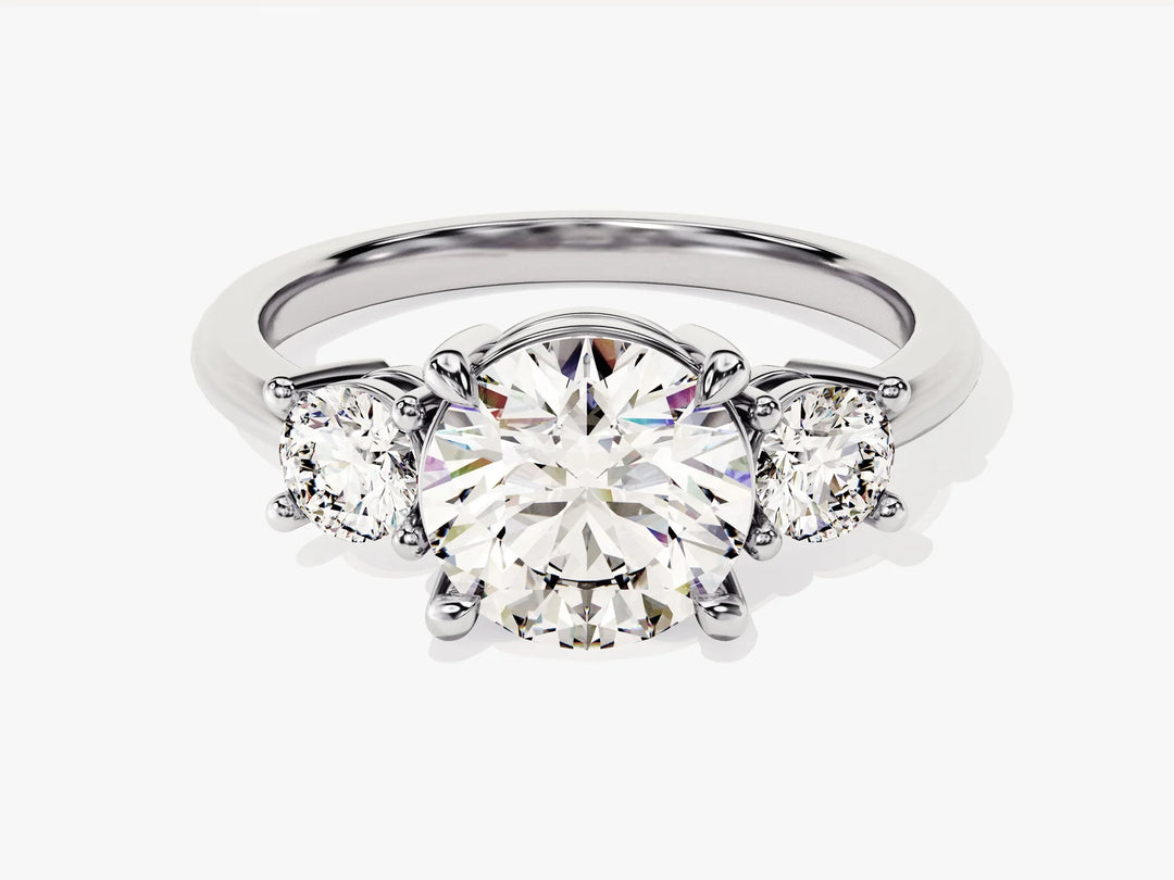 1.50CT Round Cut Diamond Three Stone Setting Moissanite Engagement Ring